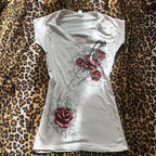 Gothic Tees for Women Y2K Grunge Graphic Short Sleeve Crew Neck T-Shirts 90s Vintage Aesthetic Emo Clothes