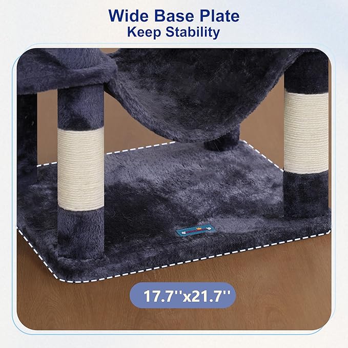 80.7''(205cm) Cat Tree for Indoor Cats, Large Cat Tower for Multi Adult Cats, Cat Tree House with Big Hammock, 2 Top Perches/Cat Condos/Baskets, 8 Scratching Posts, Smoky Gray GCT034G