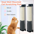 Cat Scratching Post Wall Mounted 2 Pack Cage Mount Cat Scratcher 2-in-1 Natural Sisal Kitty Scratch Posts with Self Groomer Massager for Scratch and Climbing 15.7x2.7in (White)