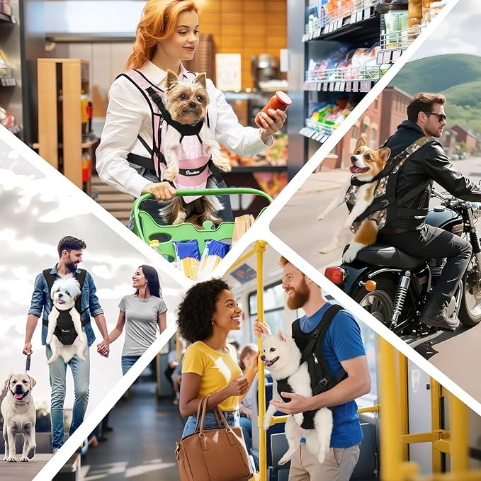 Pawaboo Pet Dog Front Carrier Backpacks, Legs Out Pet Carrier Backpack for Dogs, Adjustable Easy-fit Dog Chest Carriers for Small Medium Dogs Hands Free for Travel Hiking Cycling Camping, XL, Black