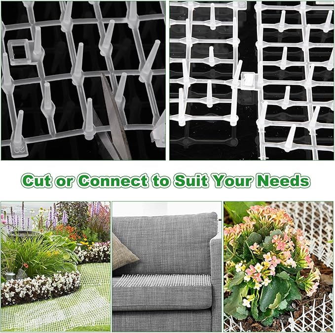 1 Pcs White Cat Scat Mat with 16 Garden Staples, 1FT Width × 13FT Length Cat Repellent Mat, Cat Deterrent Mat for Indoor and Outdoor to Keep Pet Away