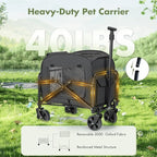 Lekereise Extra Large Pet Carrier with Wheels – Soft-Sided Foldable Rolling Cat Carrier for Puppy and Small Medium Dogs Under 30lbs, Stable & Ventilated Travel Crate for Camping and Outdoor, Black