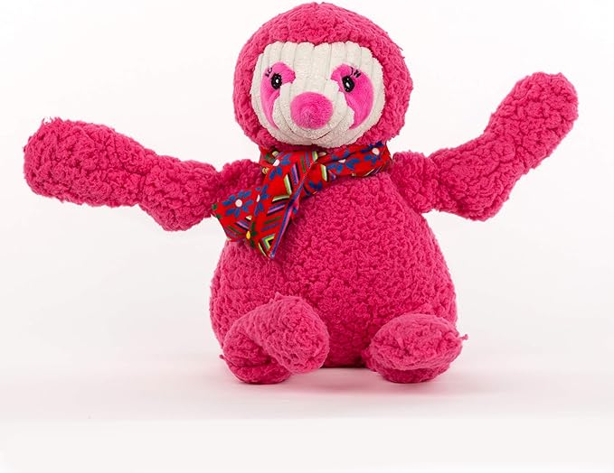 HuggleHounds Knottie Plush Dog Toy - Dog Stuffed Animal Toy, Puppy Toys, Squeaky Dog Toy for Small, Medium & Large Dogs, Durable Plush to Keep Them Busy - Sloth, Large