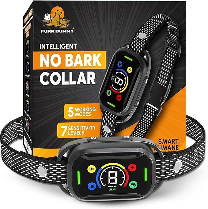 2025 Upgraded Intelligent Dog Bark Collar for Medium and Large Dogs - Beep, Vibration and Safe Static Shock, 7 Sensitivity Levels Adjustment - Effective Training to Stop Excessive Barking Fast