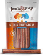 Jack&Pup Thin Bully Sticks for Small Dogs - 6 Inch, Odor Free, 100% Beef Dog Chew (10 Pack) for Puppies, Small Dogs