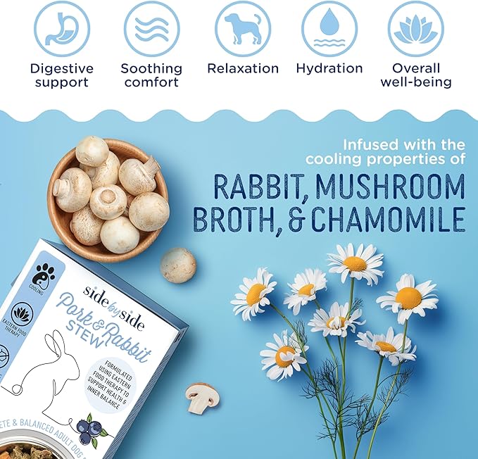 Side by Side Pork & Rabbit Stew, Cooling Dog Food for All Breeds, Made of Whole Foods, Every Ingredient Has a Purpose, No Artificial Additives, Fillers, or Gums, Ready to Serve, 12.5 oz, 6 Pack
