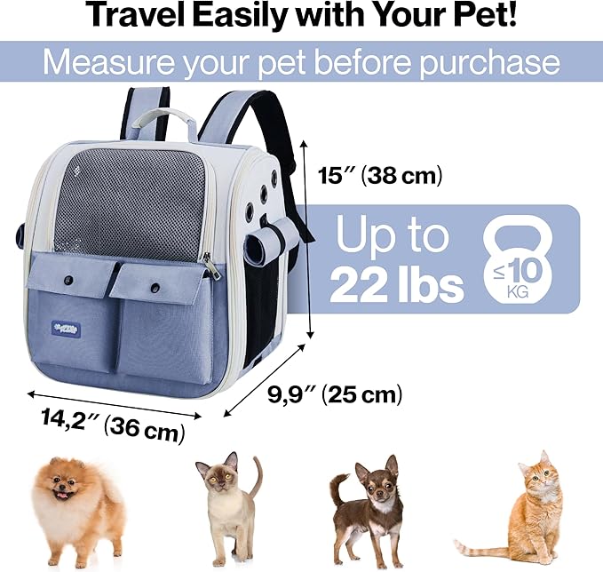 Cat Backpack Carrier Airline Approved – Breathable Pet Carrier Backpack for Small Dogs, Cats, Puppies, Rabbits – Travel Dog Backpack with Ventilated Design for Hiking, Outdoor, Car Trips