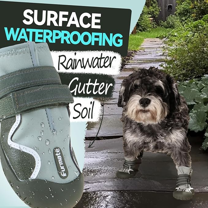 Dog Shoes for Large Small Medium Dogs,Dog Booties for Indoor Hardfloors Anti-Slip,Reflective Strip Waterproof Dog Boots & Paw Protectors for Outdoor Walking Hot Pavement,Winter Snow (Green-5)