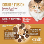 Catit Recipes Double Fusion Weight Control Cat Food – Chicken Recipe, High-Protein, Freeze-Dried Raw Toppings, No by-Products, Minimally Processed, Balanced Nutrition, 4 lb