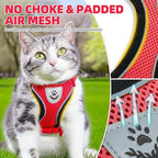 PUPTECK Cat Harness and Leash Set Escape Proof Reflective Cat Walking Harness Adjustable Soft Breathable Mesh Vest for Small Pets, Red, S