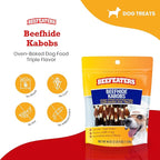 Beefeaters Beefhide Kabobs – Dog Treat. Triple Flavor with Real Chicken, Liver & Sweet Potato, Long-Lasting Chew, Supports Dental Health, Ideal for Training