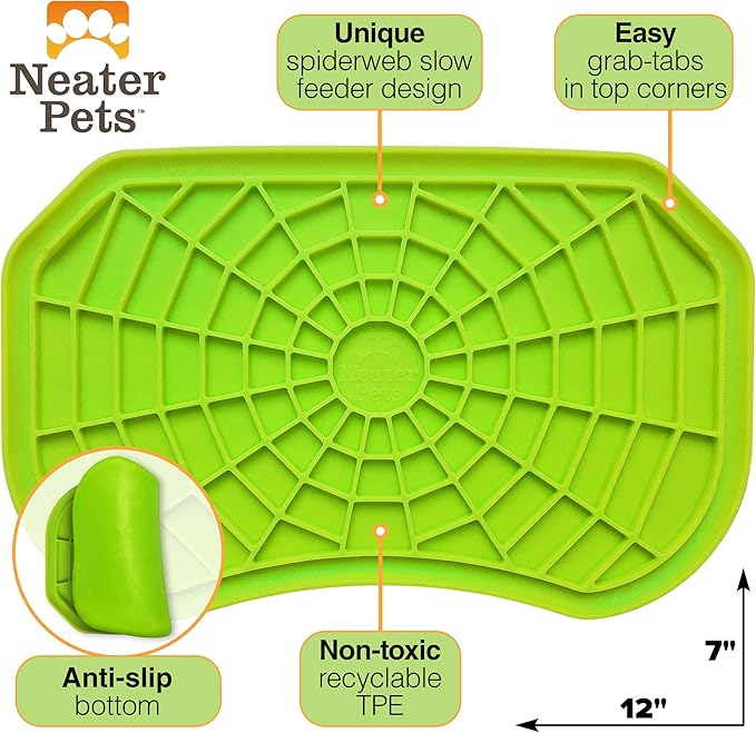Neater Pets - Neat-LIK - Slow Feeding Pad for Dogs & Cats - Puzzle Toys Provide Boredom & Anxiety Relief - Fill Licking Pad with Healthy Treats & Food (Green)