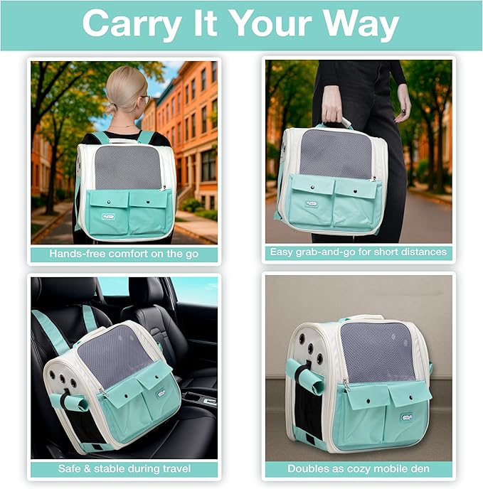 Pet Backpack Carrier for Small Dogs, Cats, Kittens, Rabbits – Airline Approved Travel Bag with Breathable Mesh and Padded Straps – Soft-Sided Cat Carrier Backpack for Hiking, Camping, Trips