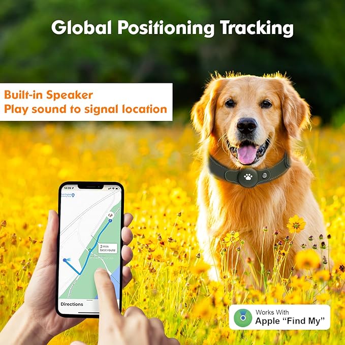 2-in-1 GPS Tracker for Dogs: Smart Collar with Real-Time Location, No Monthly Fee, Unlimited Range (iOS Only) GPS Tracker Dog Collar- Ideal for Small, Medium Large Dogs(Tracker Included) (Green)