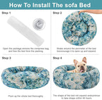 Dog Calming Beds for Small Medium Large Dogs - Round Donut Washable Puppy Dog Bed, Anti-Slip Faux Fur Fluffy Donut Cuddle Anxiety Cat Pet Bed (20" Flower)