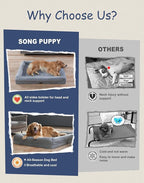 Orthopedic Washable Large Dog Bed, XL Dog Bed Egg-Crate Foam Bolster, Waterproof XL Big Pet Beds for Extra Large Dogs with Removable Cover, Gray