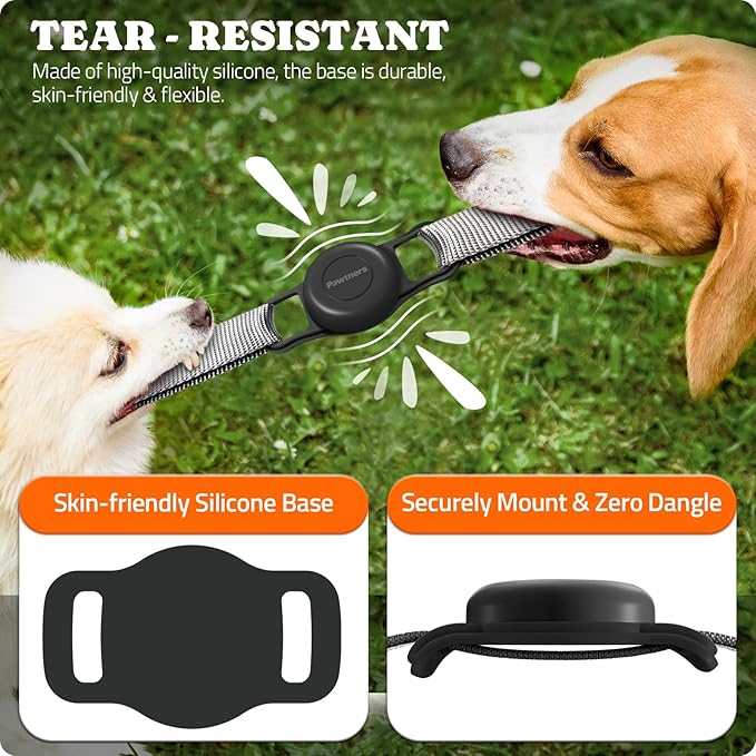 Waterproof Airtag Dog Collar Holder: 2 Pack Soft Silicone Air Tag Holder for Pet Dogs Cats Collar, IPX8 Waterproof AirTag Dog Tracker Protective Cover, Collar Holder Compatible with Apple Airtag