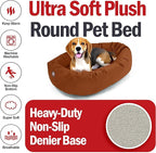 Majestic Pet 32 Inch Suede Calming Dog Bed Washable 32x23x7 (Inch) – Cozy Soft Round Donut Dog Bed with Spine Support for Dogs to Rest Their Head - Pet Bed Medium – Rust (2025)
