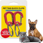 LuckyPet Klippy Pet Tag Quick Clips - Cat & Dog Collar for ID Tags Holder Efficient Ring Attachment Clip for Safety - Red, 2 Pack