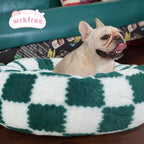 Dog Bed Small Size Dog Washable Round Donut Checkered Green Pet Beds for Small Dogs Orthopedic Snuggle Bed 23 Inch