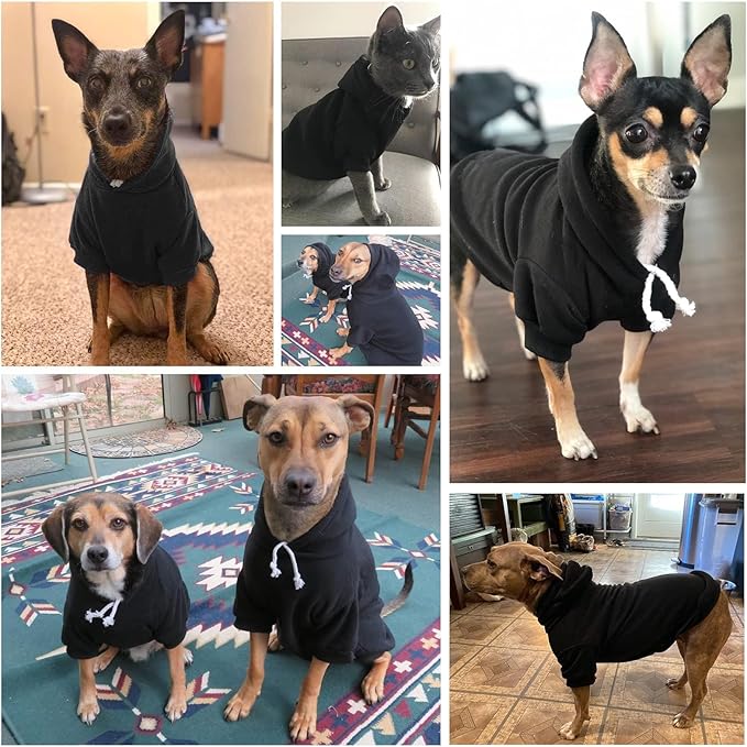 BINGPET Dog Hoodies - Fleece Lined Fall Dog Puppy Sweatshirt Soft Warm Sweater Winter Hooded Clothes for Small Medium Large Dogs & Cats