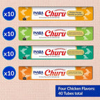 INABA Churu Cat Treats, Grain-Free, Lickable, Squeezable Creamy Purée Cat Treat/Topper with Vitamin E & Taurine, 0.5 Ounces Each Tube, 40 Tubes, Chicken Variety Box