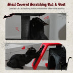 PETEPELA Gothic Cat Tree Tower for Indoor Cats, 31.5'' Small Cat Tower Condo with Sisal Scratching Ramp, Cozy Hammock and Removable Flower Cat Bed Perch for Kittens, Black