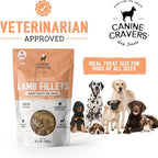 Canine Cravers Single Ingredient Dog Treats – Premium Lamb Fillets - Human Grade Air Dried Hypoallergenic Pet Food – Grain, Gluten, and Soy Free – 100% All Natural – 5.3 oz