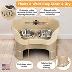 Neater Feeder Deluxe Mess Proof Dog Bowls Elevated for Medium Sized Breeds – Made in USA – No Spill Raised Slow Feeder Elevated Dog Bowl Stand, Stainless Steel Food and Water Bowl Set, Cappuccino
