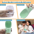 Portable Dog Water Bottle with Bowl, Leak Proof, Convenient for Walking, Hiking, Camping (Green, 12oz)