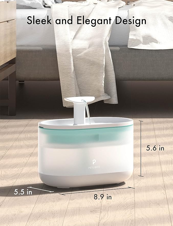 PETLIBRO Cat Water Fountain Ultra Quiet with Two Flow Modes, Large-Size Filter Capsule Pet Water Fountain, 71oz/2.1L Visible Water Level Dog Water Dispenser for Cats & Dogs