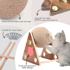 Cat Scratcher Toy,Natural Sisal Rope Cat Scratching Ball Scratcher Toy with Ball for Cats& Kittens&Dogs&Puppy, Interactive Solid Wood Scratcher Pet Toy (Small)