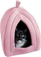 Cat House - Indoor Bed with Removable Foam Cushion - Pet Tent for Puppies, Rabbits, Guinea Pigs, Hedgehogs, and Other Small Animals by PETMAKER (Pink)