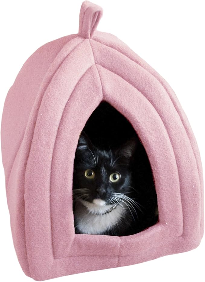 Cat House - Indoor Bed with Removable Foam Cushion - Pet Tent for Puppies, Rabbits, Guinea Pigs, Hedgehogs, and Other Small Animals by PETMAKER (Pink)
