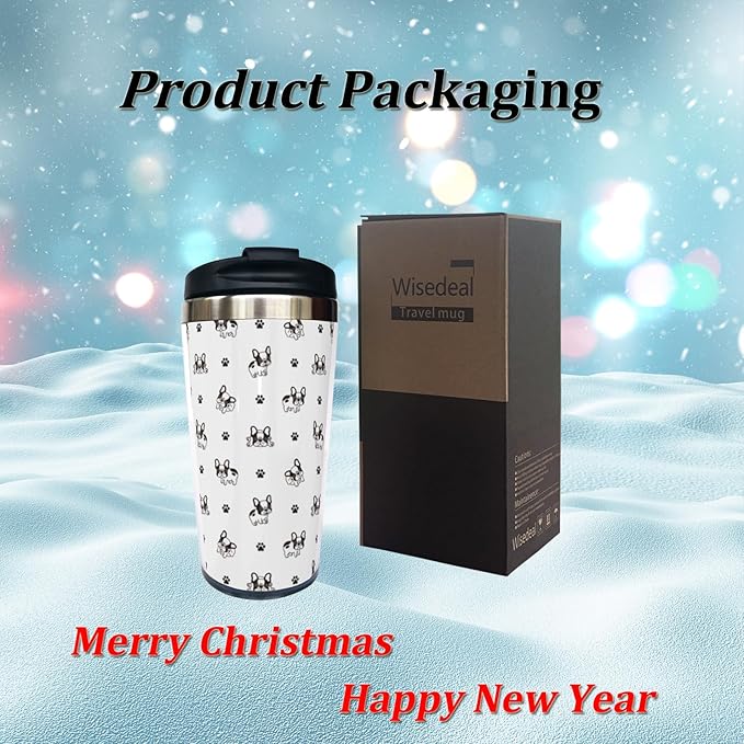 French Bulldog Paws Travel Coffee Mug with Filp Lid, Stainless Steel Insulated Tumbler Cup 13 Oz, Thanksgiving Birthday Christmas Gift for Men Women Dad Mom Sister Friend Bestie Dog Lover