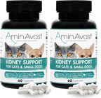 AminAvast Kidney Support Supplement for Cats and Small Dogs, 300mg 2-Pack - Promotes Natural Kidney Function - Aids in Health and Vitality of Aging Kidneys - Easily Administered - 60 Sprinkle Capsules