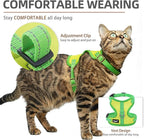 PUPTECK Cat Harness and Leash Set Escape Proof, Reflective Adjustable Soft Mesh Kitten Vest Harness for Walking Travel, Green, S