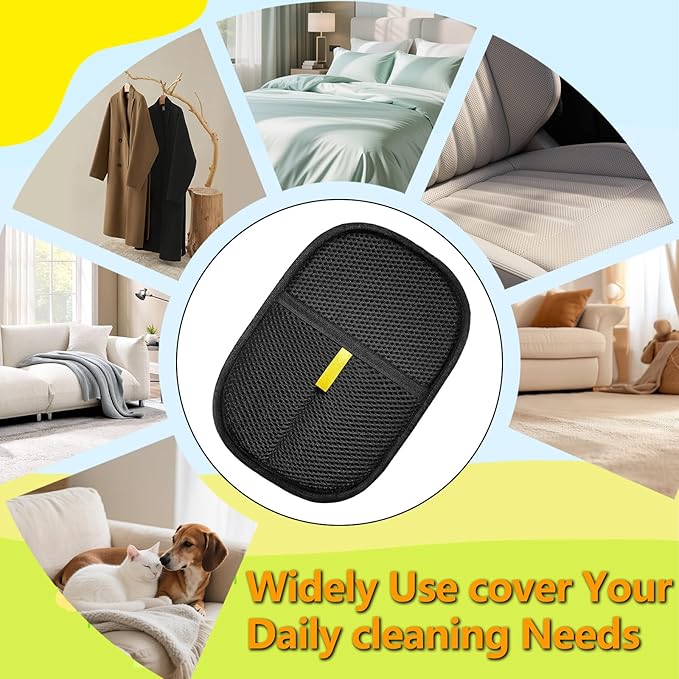 2 Pack Pet Hair Removal Glove for Dogs & Cats, Electrostatic Pet Hair Remover for Laundry, Carpet, Furniture, Car, Bedding, Easy Cleaning & Grooming Tool