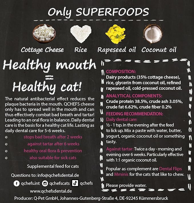 QCHEFS Dental Flakes for Cats – Two Month Supply* - Food Topper - After Meal Licking Treat, Oral Health Snack with Amino Acids.