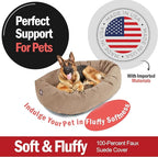 Majestic Pet 52 Inch Suede Calming Dog Bed Washable 52x35x11 (Inch) – Cozy Soft Round Donut Dog Bed with Spine Support for Dogs to Rest Their Head - Pet Bed X- Large – Stone (2025)