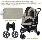 ROODO 3 Wheel Dog Pet Cat Stroller Best Lightweight Foldable Compact Portable Jogger All Terrain Travel Pet Gear Puppy Kitty Stroller for up to 30lbs Medium Small Dogs and Cats(Light Khaki)