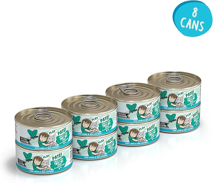 B.F.F. Play - Best Feline Friend Paté Lovers, Aw Yeah!, Turkey & Tuna Tweet Me! with Turkey & Tuna, 5.5oz Can (Pack of 8)