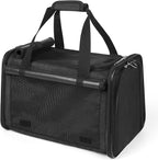YUDODO 25 lbs Lightproof Soft Sided Large Cat Carrier for Small Pet Dog Airline Approved Travel Bag Puppy Carriers with Side Pockets & Reflective Mesh, Foldable Portable for Outdoor Car Black
