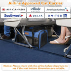 PETUX TSA Approved Pet Carrier in Cabin, 17"x11"x9.5" Soft Cat Carriers for Small Cat up to 12 lb and Puppy up to 10 lb, Top Open Portable Pet Carrier Airline Approved for Travel and Vet Visit (Blue)