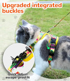 Halypet Cat Harness and Leash Set for Walking, Escape Proof Adjustable Vest Harness with 3-in-1 Integrated Buckles, Easy Control Soft Breathable Mesh with Reflective Strips for Cats, S, Bright Yellow