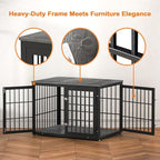 42 Inch Heavy Duty Dog Crate Furniture for Large and Medium Dogs, Decorative Pet House End Table, Wooden Cage Kennel Furniture Indoor, Gray