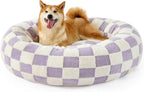LE SURE Donut Large Dog Bed - Round Cat Beds for Indoor Anti-Anxiety Calming Pet Beds, Washable Cute Modern Beds with Jacquard Shaggy Plush & Anti Slip Bottom, 36 Inch, Purple