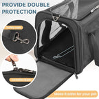 Petsfit Cat Carrier Dog Carrier, Large Capacity Lightweight Soft-Sided Pet Carrier for Travel, with Adjustable Shoulder Strap, Auto Locking Zipper Head and Washable Fleece Pad