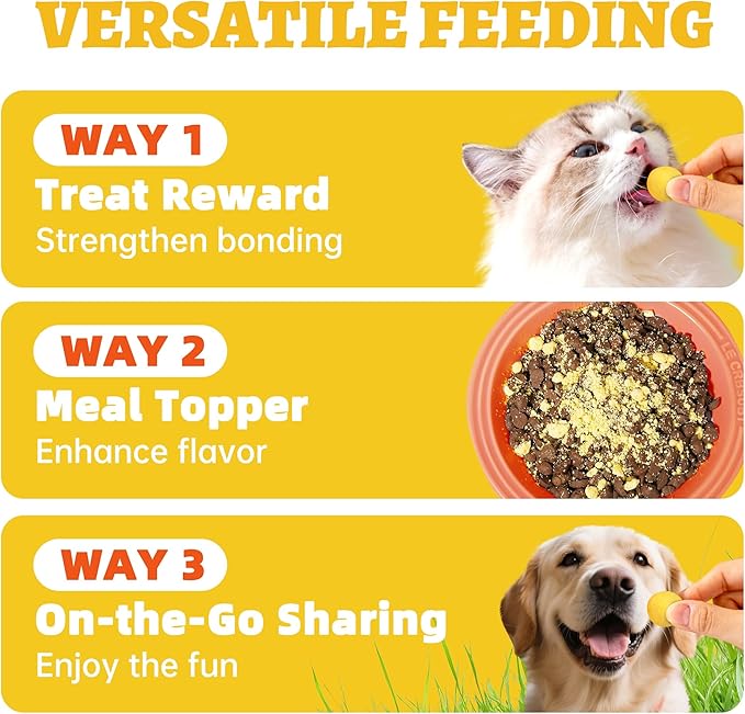 Wellix Freeze Dried Quail Eggs for Cats&Dog Treats - High-Protein Quail Egg Yolk Freeze Dried Cat Treats for Skin&Coat Health - Delicious Training Snacks for Pets 4.2oz