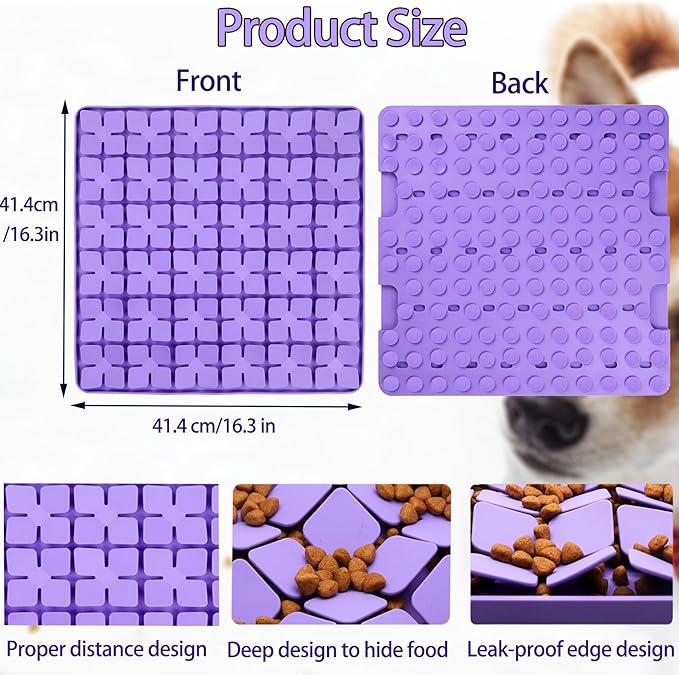 Silicone Snuffle Mat for Large Dogs,Slow Feeder Lick Mat for Pet Slow Down Eating,Encourages Natural Foraging Skill,Relieving Stress,Interactive Feed Game Toy for All Breed Dogs